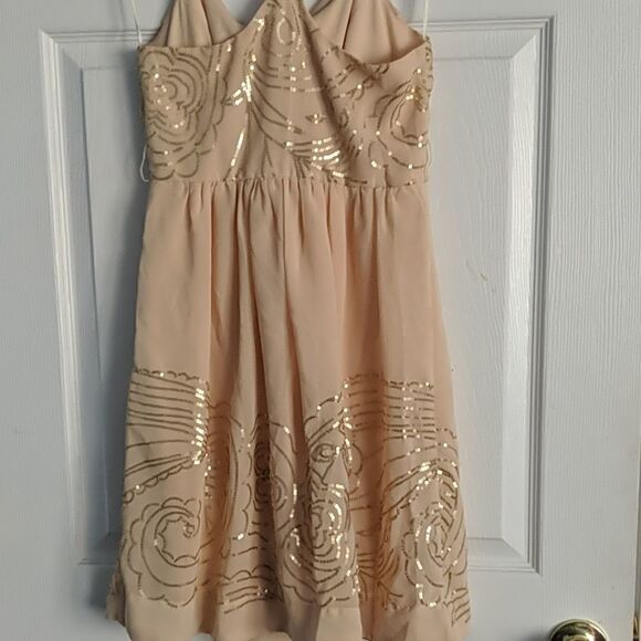 Johnny Martin cream tan sequin dress Sz 5 - Picture 5 of 6